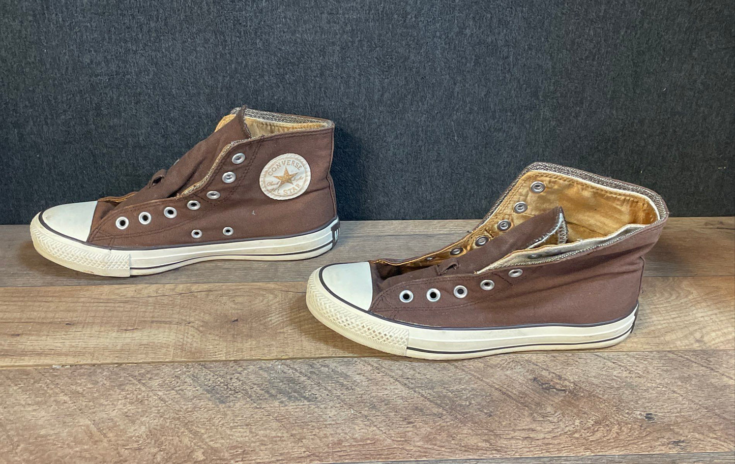 Converse Chuck Taylor All Star Brown Gold Satin Lining High Top Size 8