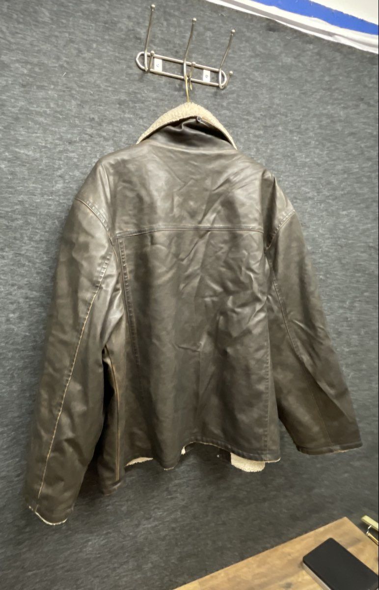 Lee Men's Brown Faux Leather Sherpa Lined Zip Front Jacket Sz 4X