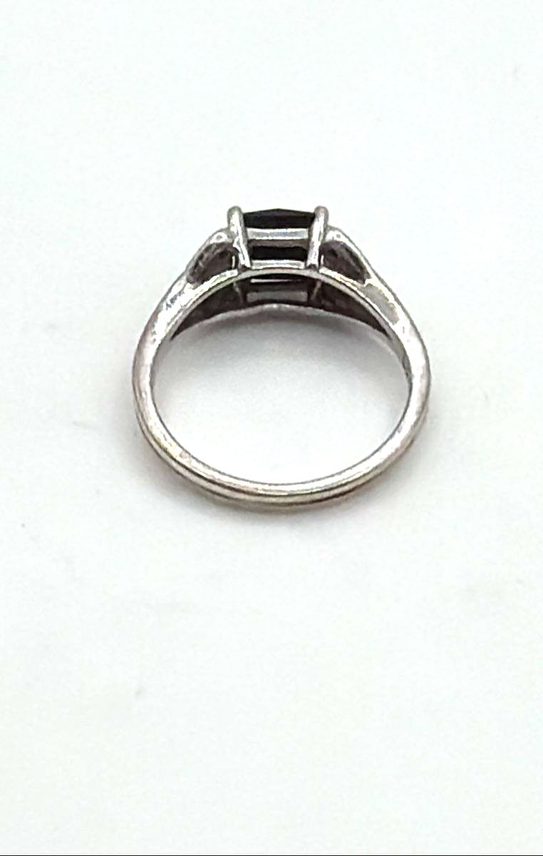 NVC 925 Sterling Silver Black Sapphire W/ CZ Accents Ring 2.7g