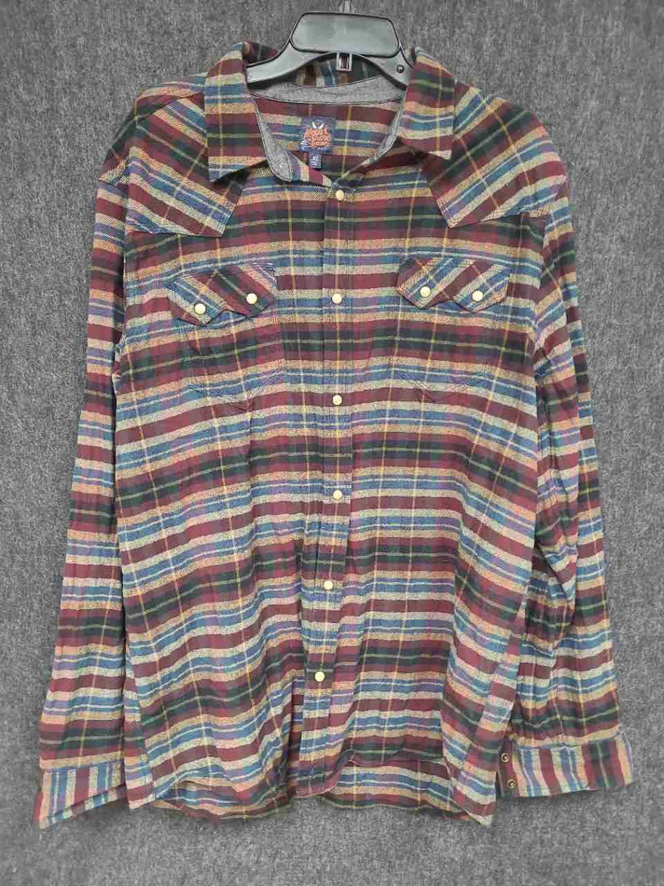 Moonshine Spirit by Brad Paisley Men's Multicolor Plaid Western Snap Shirt XL