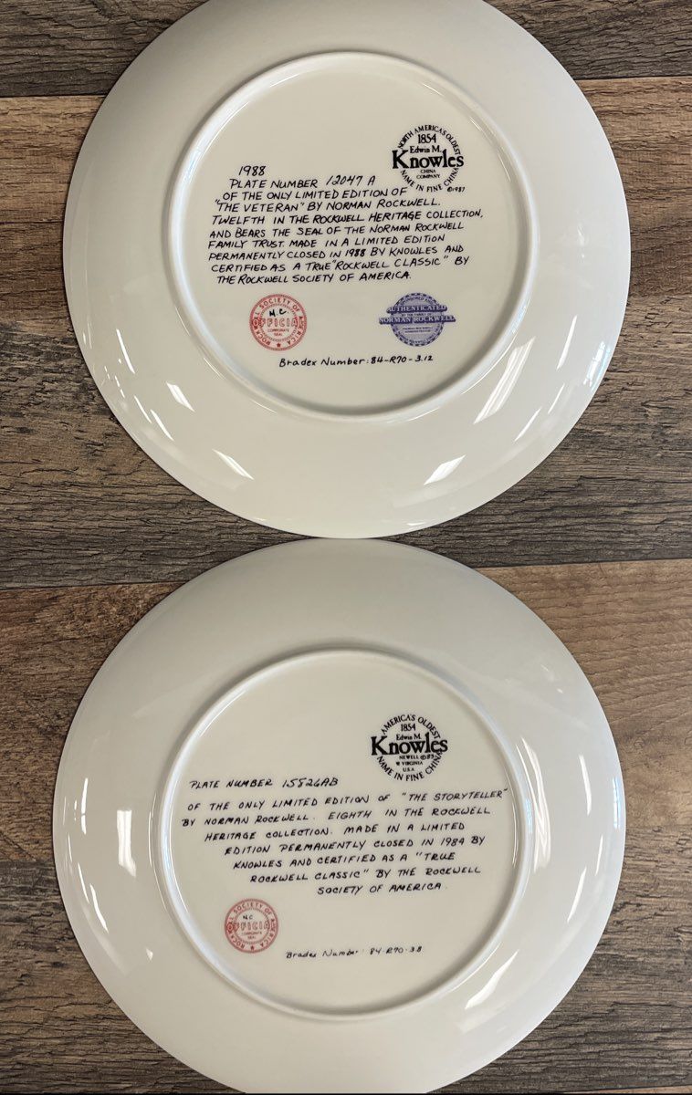 Norman Rockwell Lot of 4 Collector Plates Knowles 1980s Heritage Collection