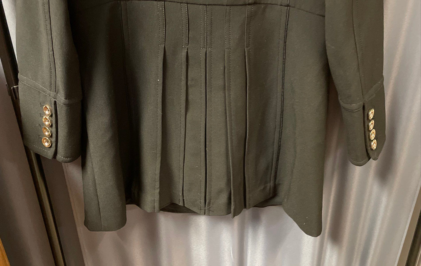 White House Black Market Women's Black Double Breasted Pleated Jacket Sz XL