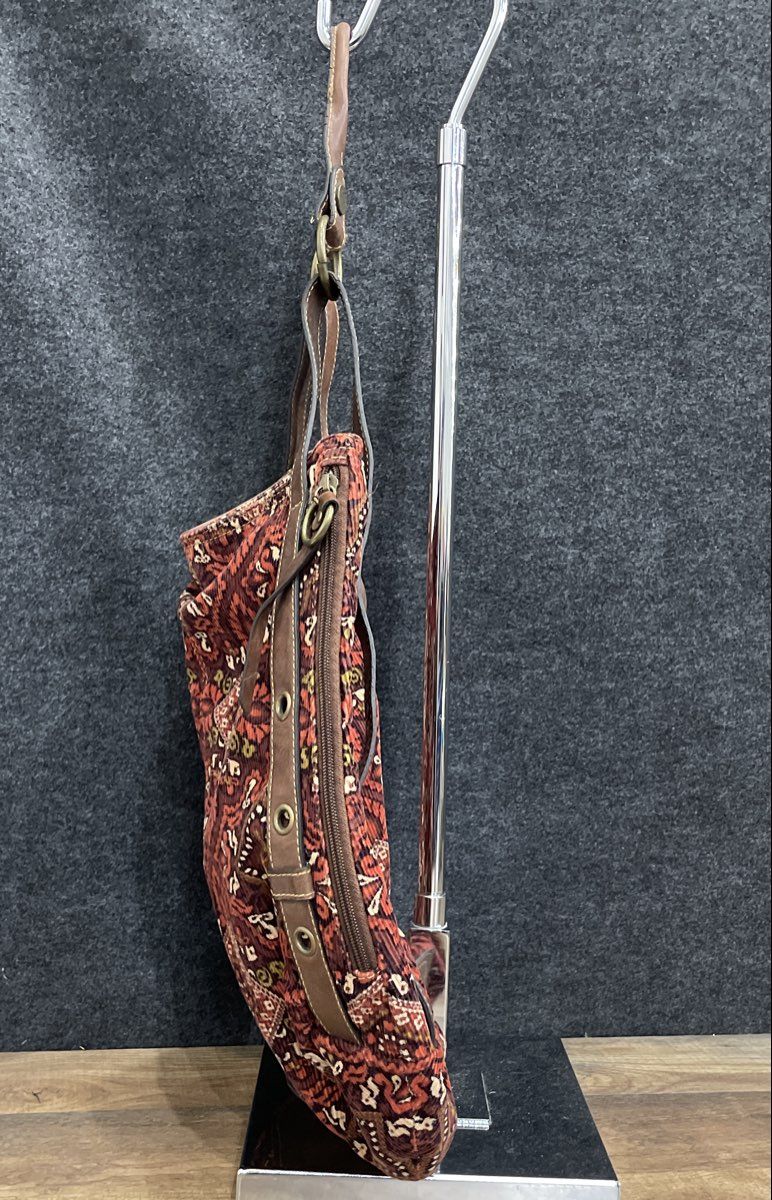 Axcess Red Tapestry Boho Corduroy Hobo Shoulder Bag Large