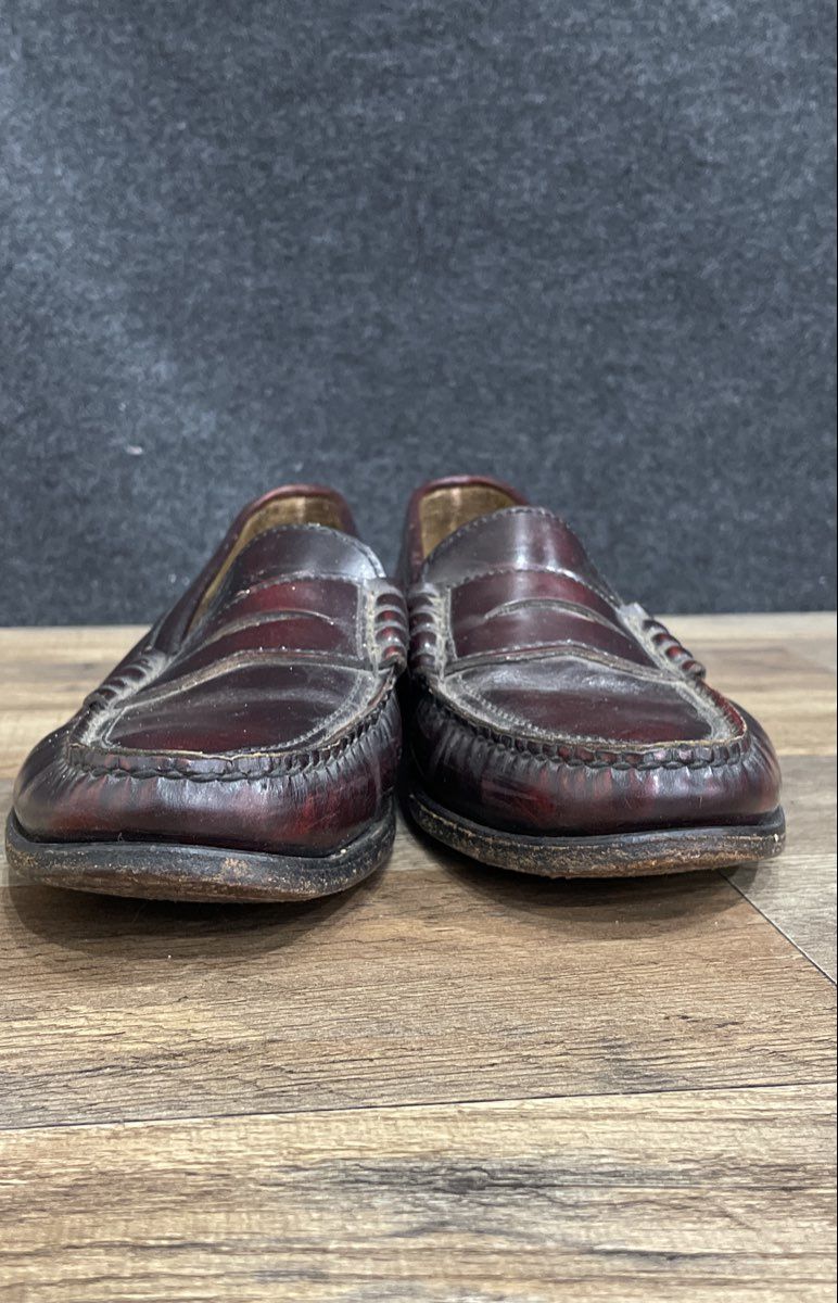 Vintage Made in USA Burgundy Leather Beefroll Penny Loafers Size 8.5