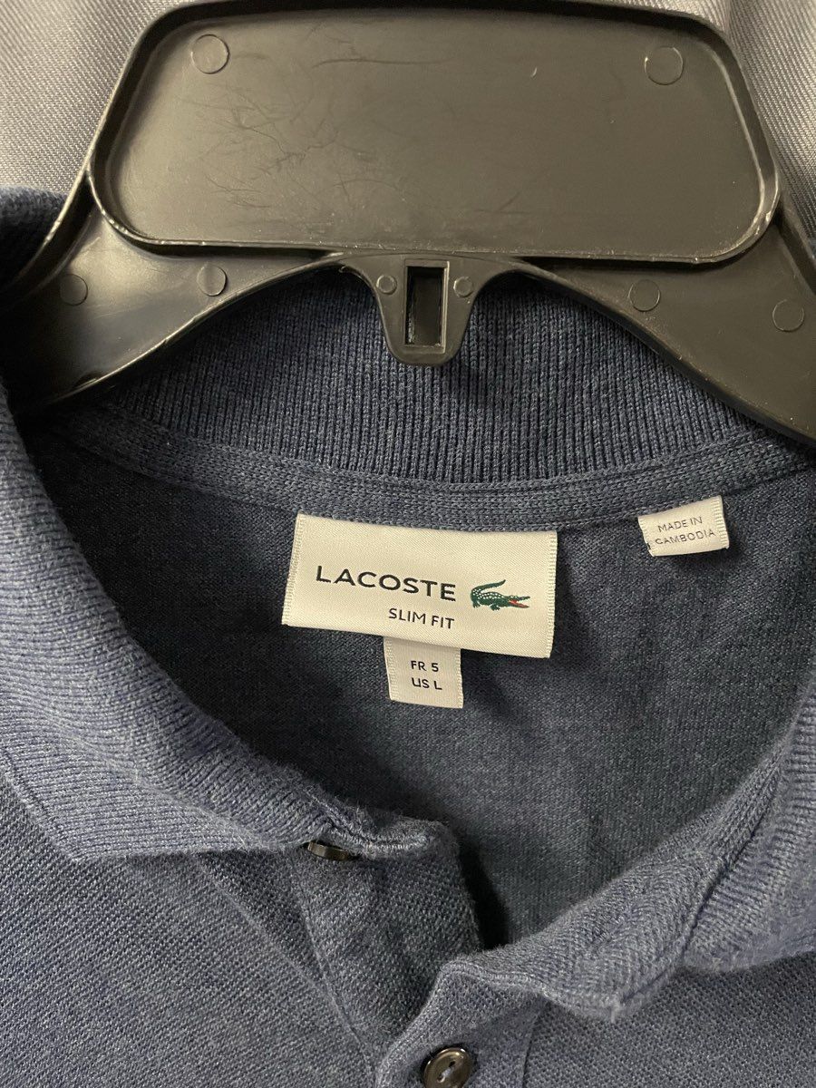 Lacoste Men's Blue Slim Fit Short Sleeve Pique Cotton Polo Shirt Sz L