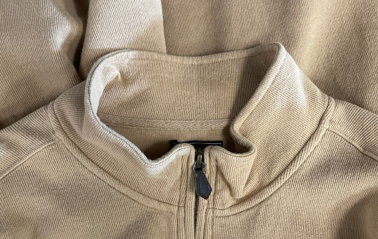 Saddlebred Men's Tan Cotton Ribbed Quarter 1/4 Zip Pullover Sweater XL