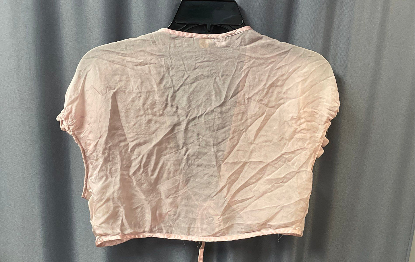 Vintage Y2K A.B.S. Allen Schwartz Women's Pink Sheer Silk Ruffle Shrug Sz S