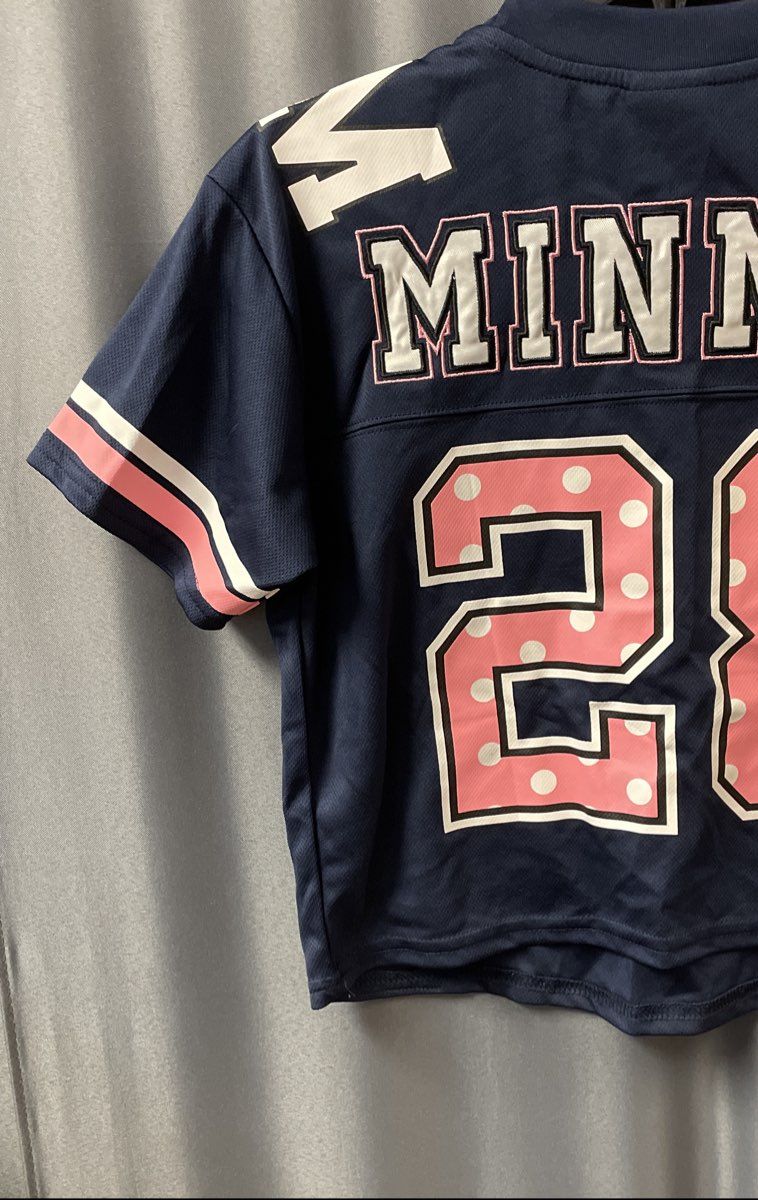 Disney Women's Navy Blue Minnie Mouse 28 Cropped Jersey Sz XS