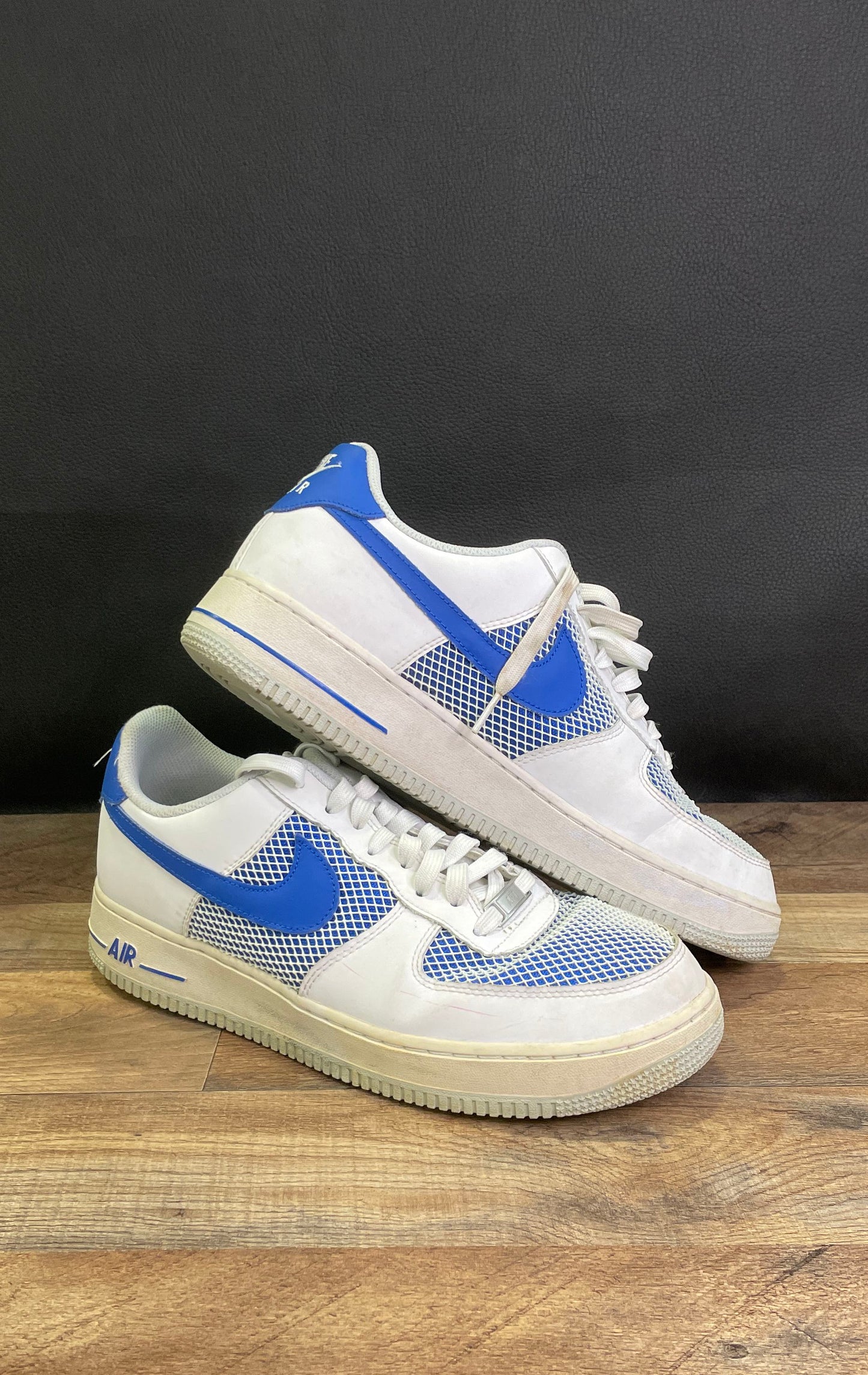 Nike Air Force 1 Low White Photo Blue Mesh Sneakers Size 11 488298-150