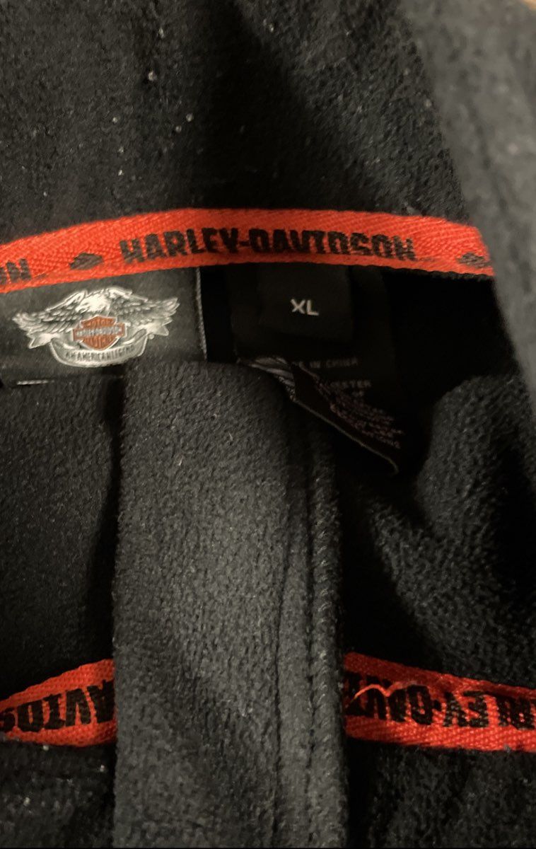 Harley-Davidson 1/4 Zip Fleece Pullover Black Gothic Font Logo Sz XL