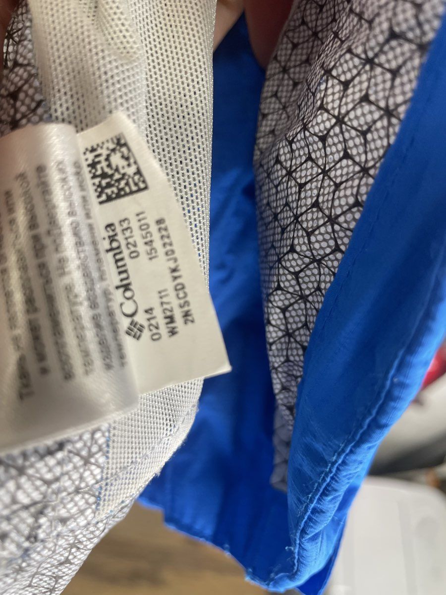 Columbia Men's Blue Pour Osity Stretch Rain Jacket Omni-Wick EVAP Hooded Sz M