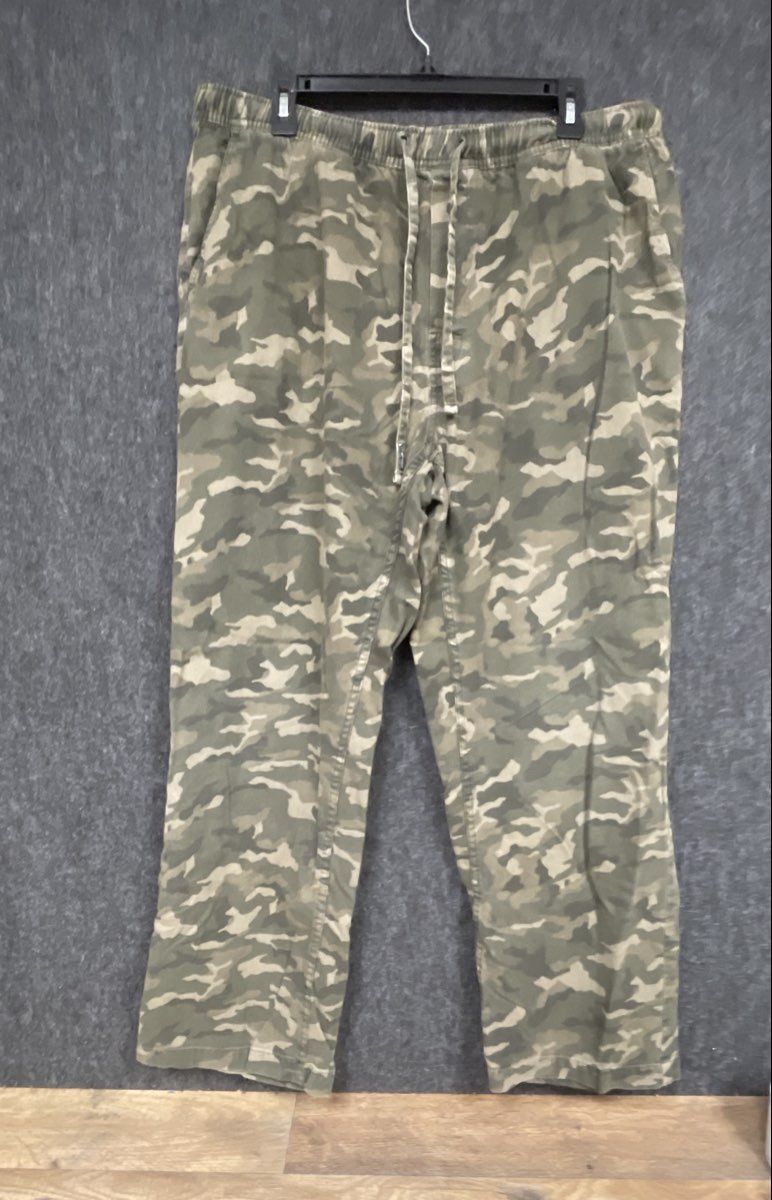 Eddie Bauer Men's Green Camouflage Drawstring Elastic Waist Lounge Pants Sz L