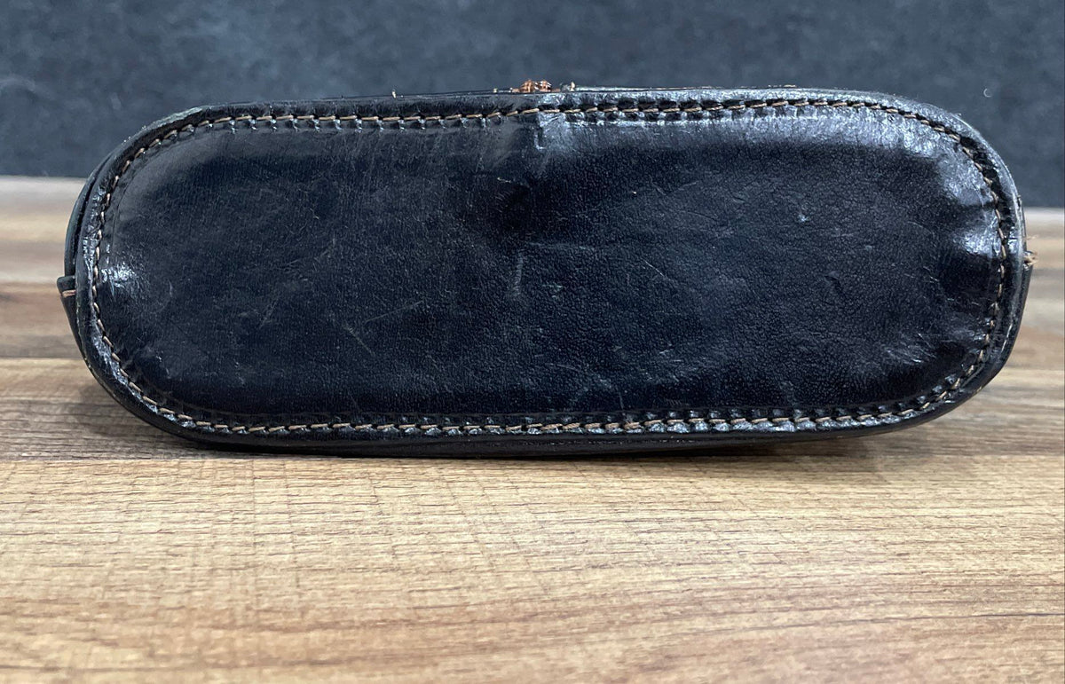Vera Pelle Brown Black Leather Crossbody Shoulder Bag Made in Italy