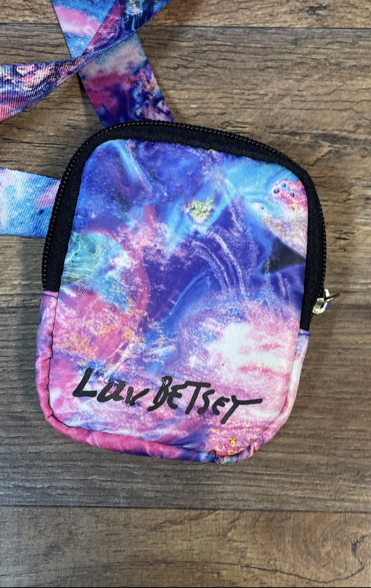Luv Betsey Betsey Johnson Blue Purple Galaxy Print Shoulder Bag with Pouch