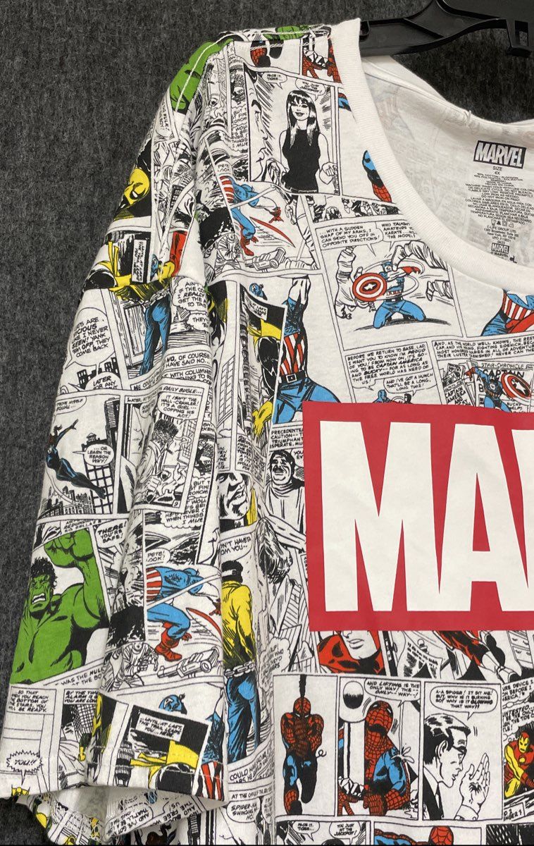 Marvel Men's All Over Print Comic Strip T-Shirt Multicolor Avengers NWT Sz 4X
