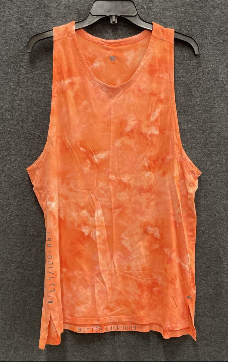 Lululemon Men's License to Train Orange Tie Dye Sleeveless Tank Top Sz L
