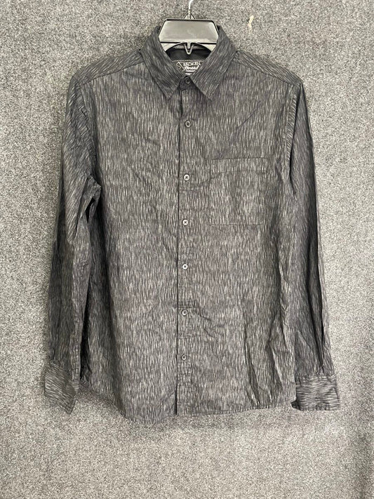 Broken Threads Men's Black Textured Rain Pattern Cotton Button Up Shirt Sz S
