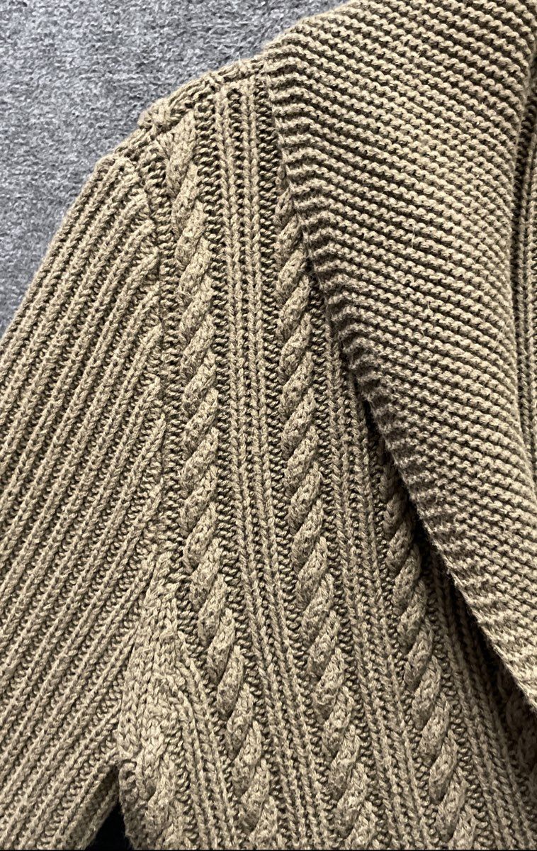 Lauren Ralph Lauren Women's Olive Green Cable Knit Cotton Cardigan Sweater Size