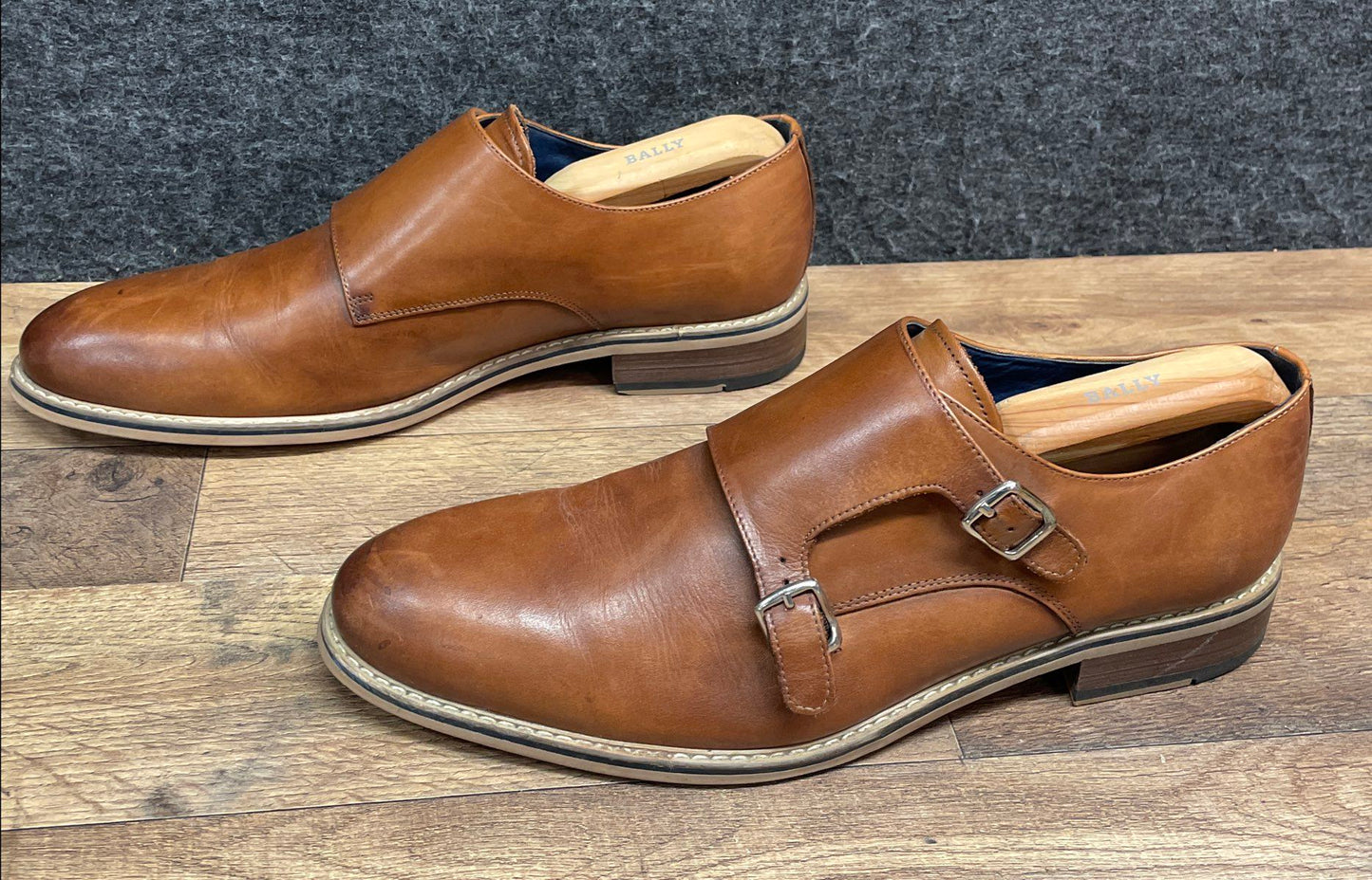 Crevo Milton Cognac Leather Double Monk Strap Dress Shoes Men's Size 13