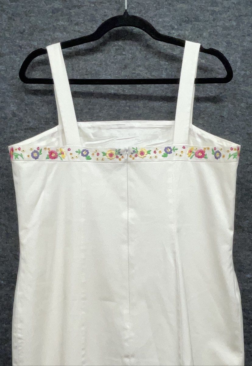 Anne Alexander Women's White Floral Embroidered Sleeveless Sheath Dress Size M