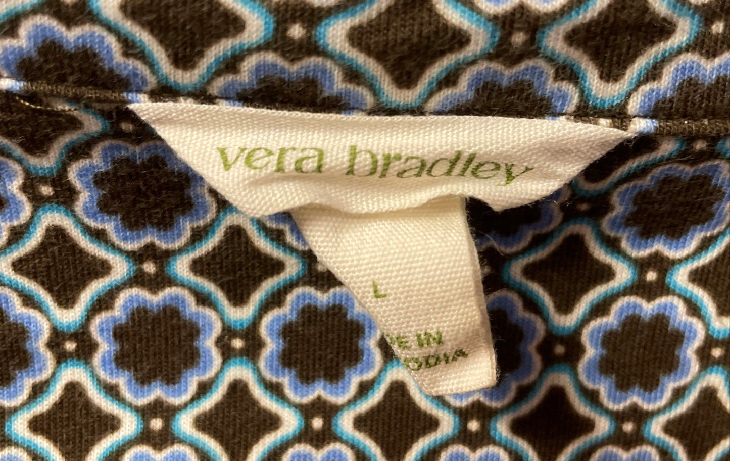 Vera Bradley Women's Brown Blue Botanical Animal Print Cotton Shirt Size L