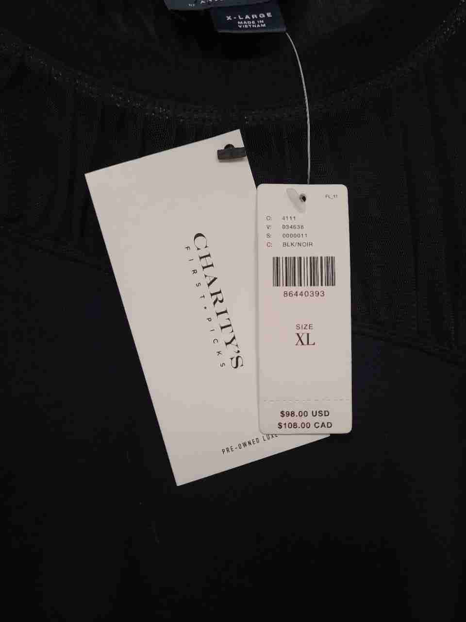 Maeve by Anthropologie Women's Black Tulle Mesh Ruffle Sweatshirt Top Sz XL NWT