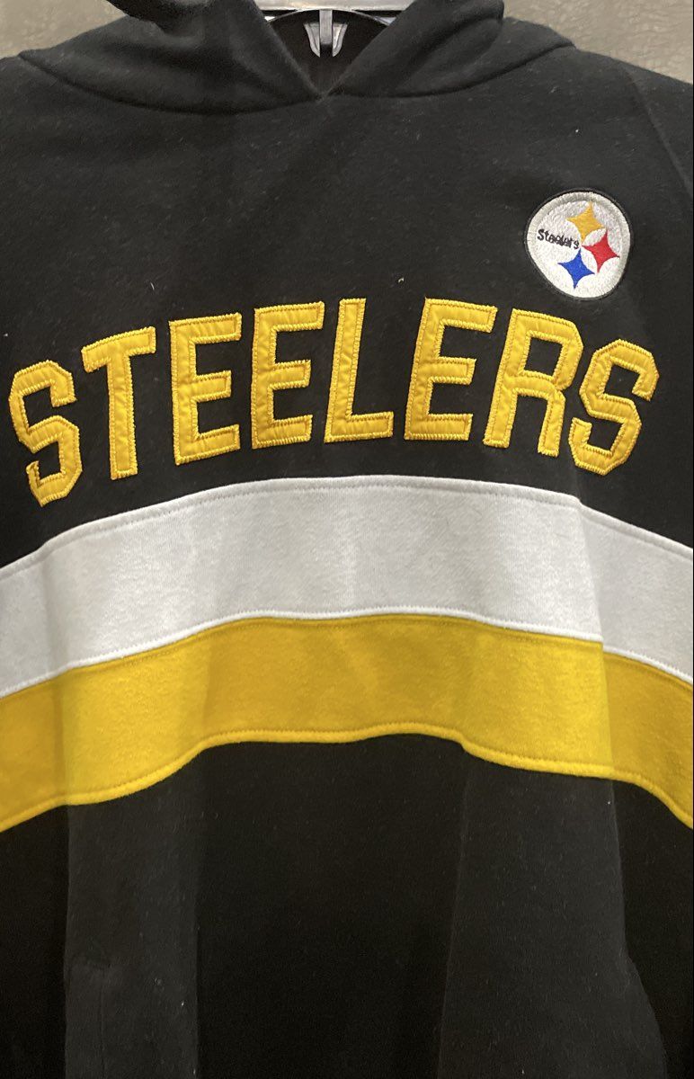 Hands High Men's Pittsburgh Steelers Black Colorblock Pullover Hoodie Sz L
