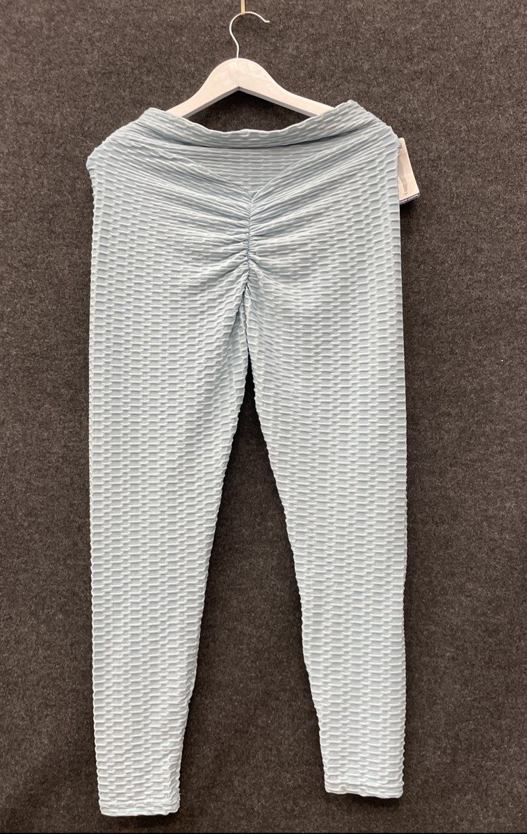 Seven7 Women's Honeycomb Leggings Blue Forget Me Not Scrunch Butt Textured NWT L
