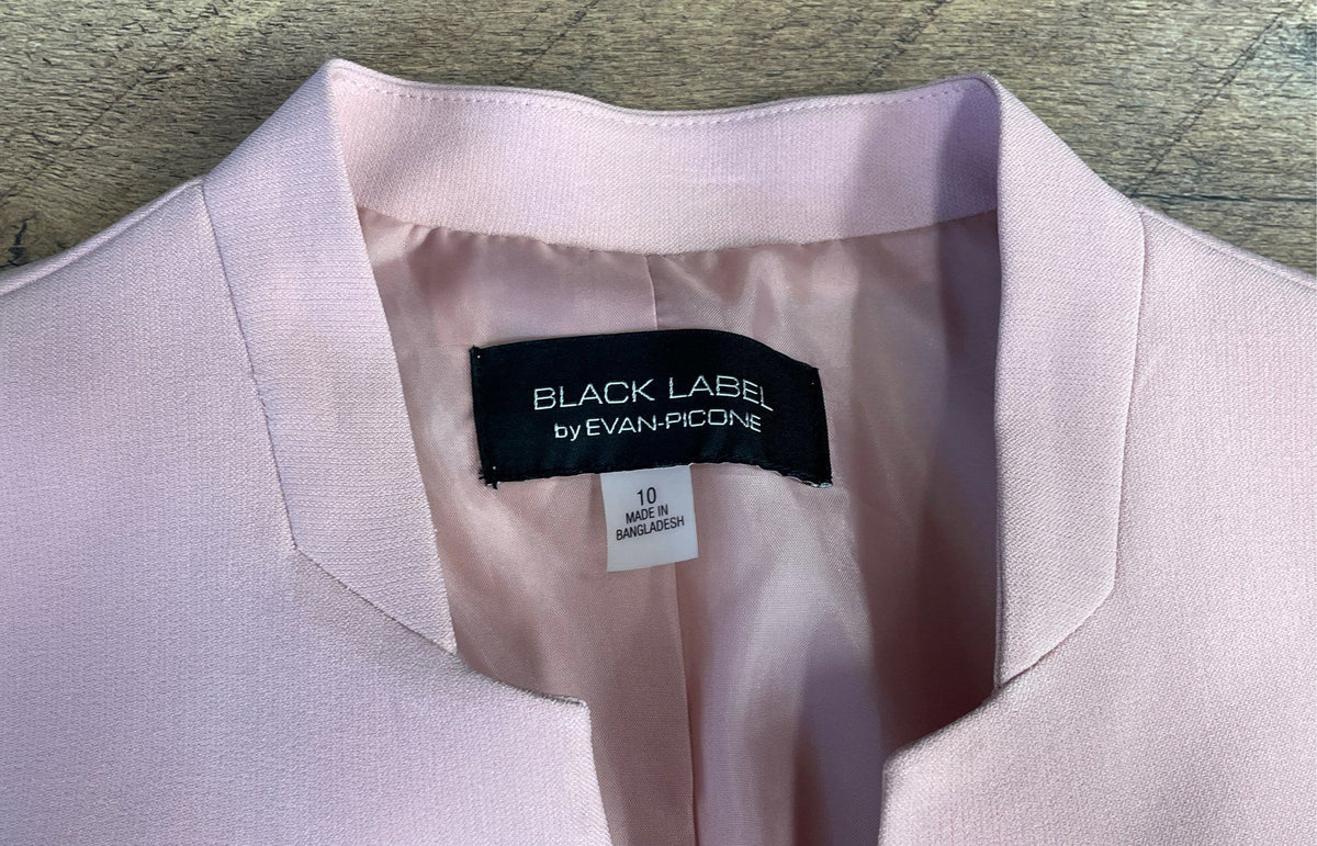 Black Label by Evan-Picone Women's Pink Single Button Stand Collar Blazer Sz 10