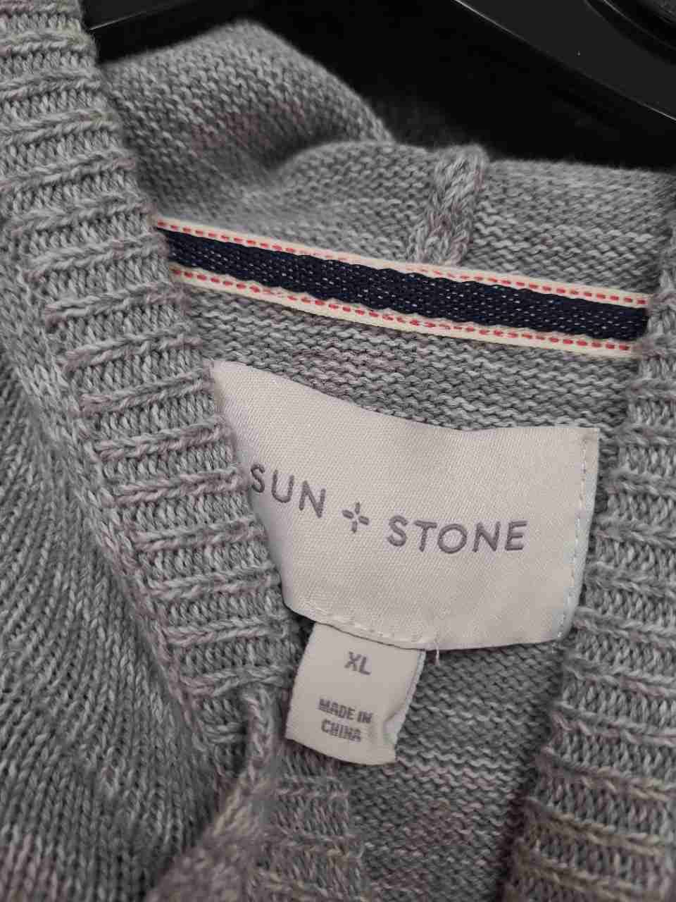 Sun + Stone Men's Sweater Hoodie Gray Blue Colorblock Marled Cotton Sz XL NWT