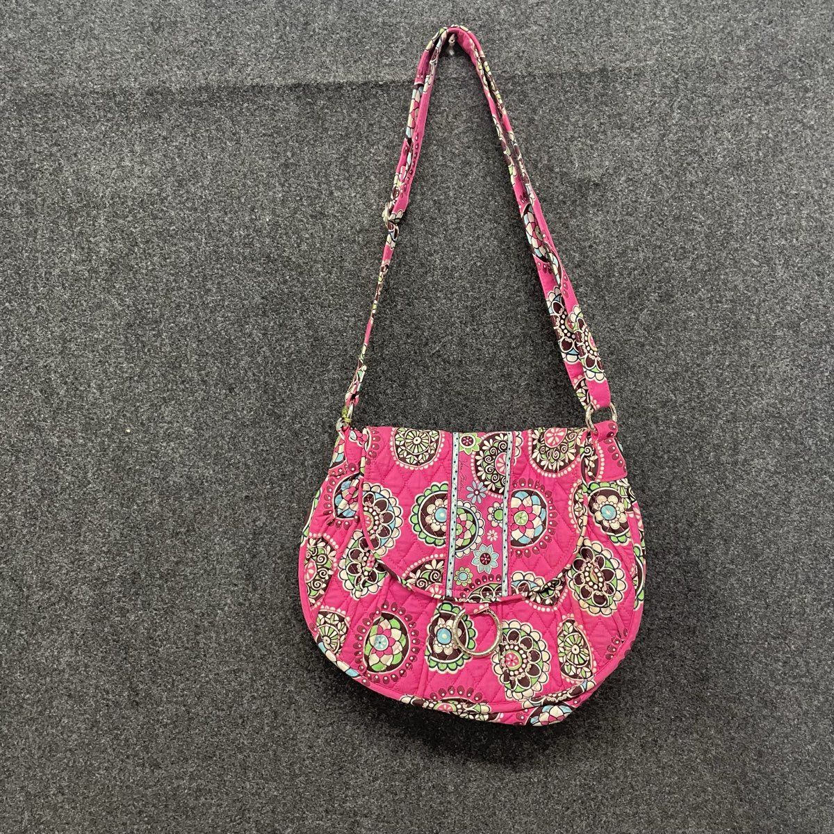 Vera Bradley Cupcakes Pink Saddle Up Flap Shoulder Bag NWT Quilted Cotton