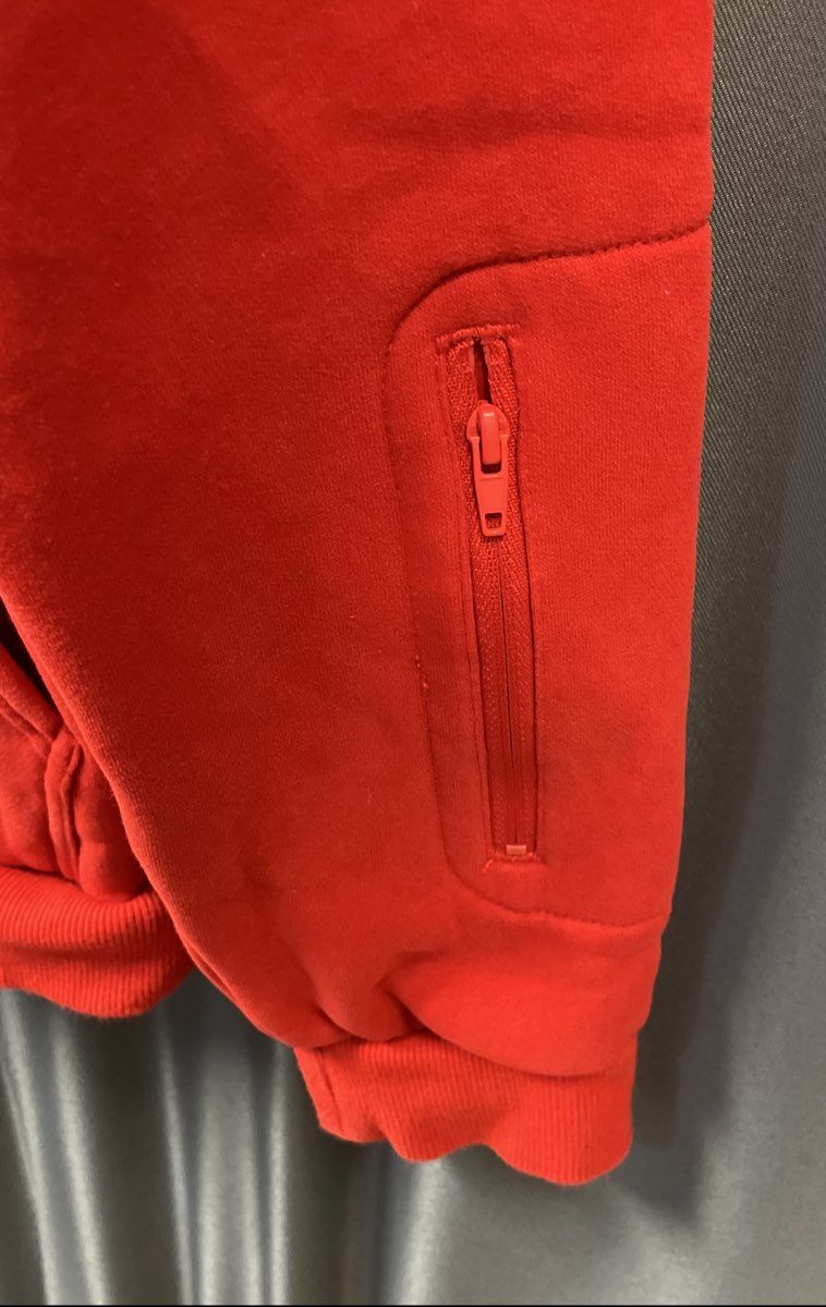 Comfrt Red Pullover Hoodie Heavyweight Utility Sleeve Pockets Sz XS