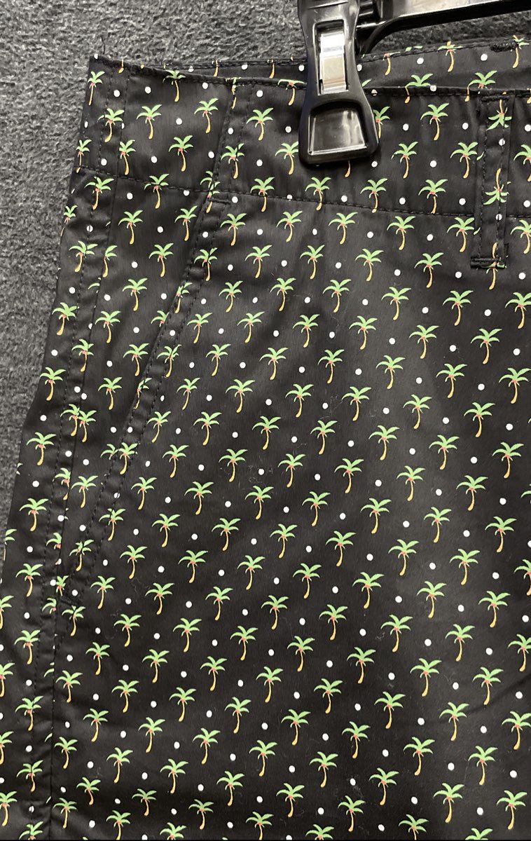 Slate & Stone Men's Black Palm Tree Polka Dot Casual Shorts Size 34