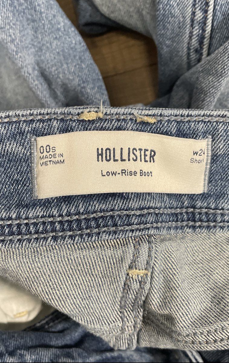 Hollister Women's Low-Rise Bootcut Jeans Light Wash Blue Flap Pocket Sz 00s W24