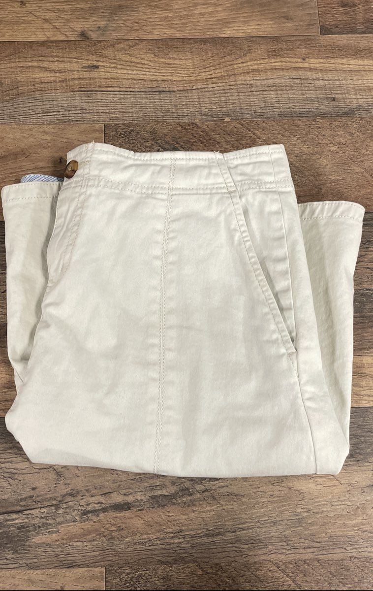 Eddie Bauer Women's Beige A-Line Cotton Blend Pockets Skirt Size 6
