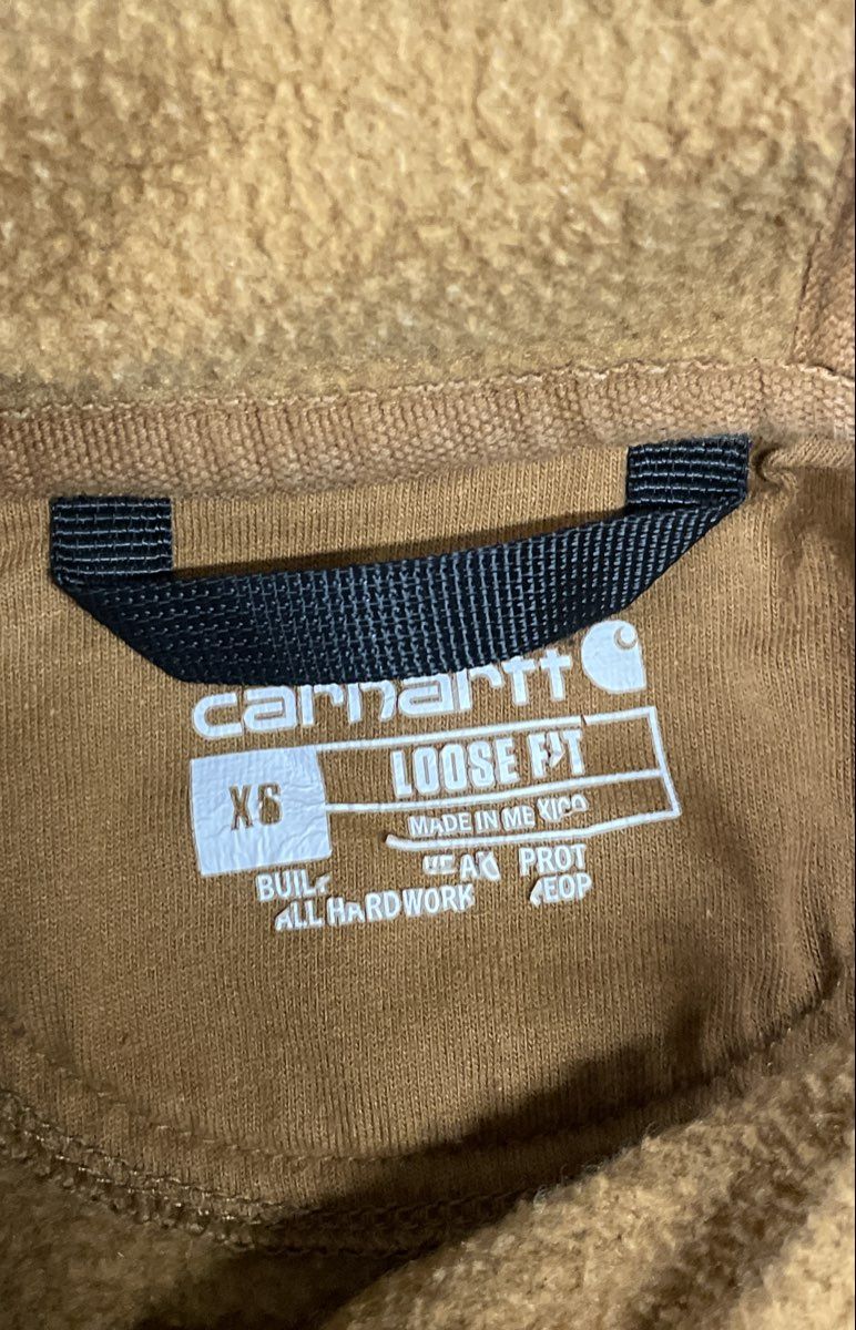 Carhartt Men's Loose Fit Brown Sleeve Logo Pullover Hoodie K288 Size XS
