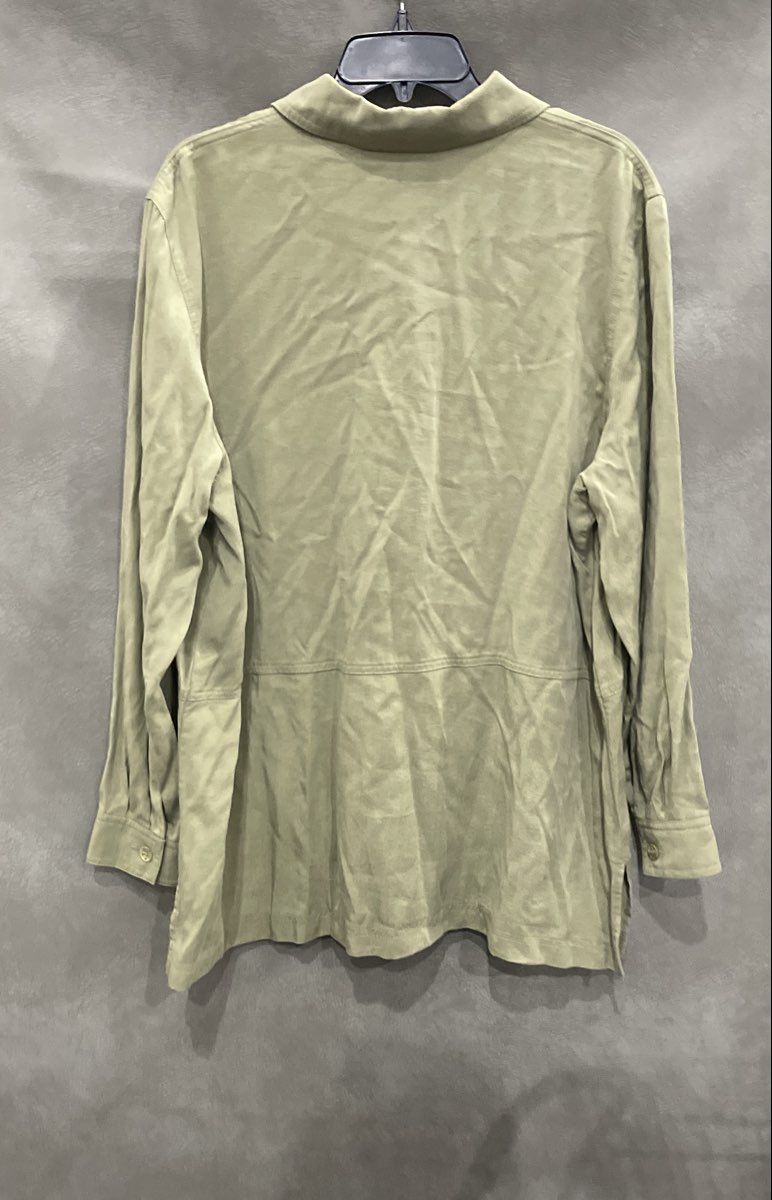 Sag Harbor Women's Sage Green Tencel Rayon Button Front Jacket Overshirt Sz 1X
