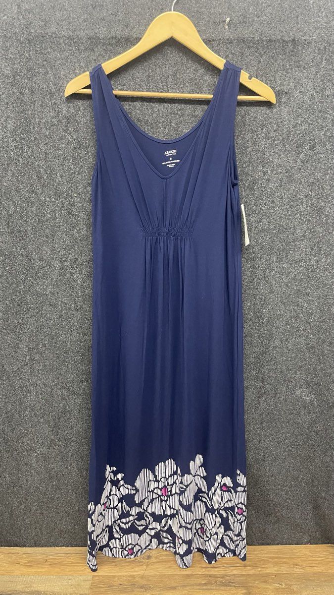 Alfani Women's Intimates Mahalo Dress Navy Blue Floral Hem Sleeveless Sz S NWT