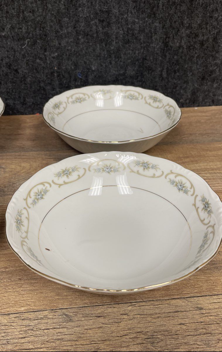 Noritake Cameo 3553 Coupe Soup Bowls Set of 6 Vintage China Gold Trim