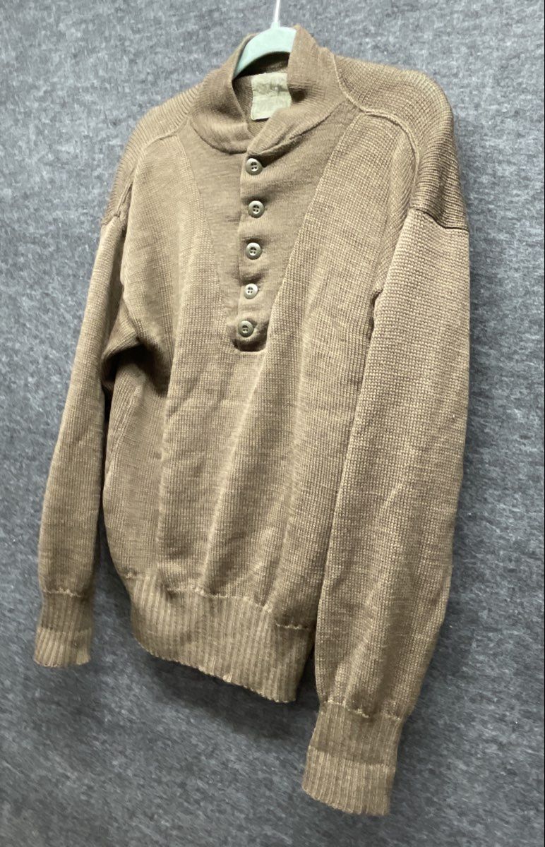 Vintage 80s Flying Cross Men's Olive Military Blazer & Wool Henley Sweater Sz L
