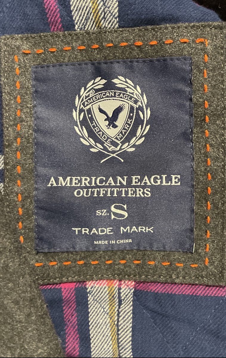 American Eagle Outfitters Women's Grey Double Breasted Wool Peacoat Size S