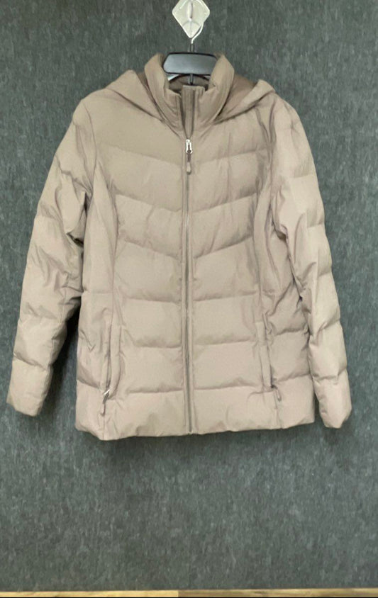 32 Degrees Heat Women's Taupe Hooded Quilted Full Zip Puffer Jacket Sz M
