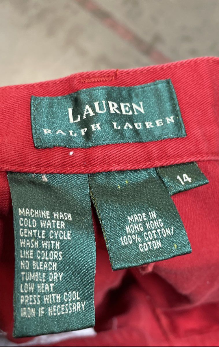 Vintage 90s Lauren Ralph Lauren Women's Red Cotton Flat Front Shorts Sz 14