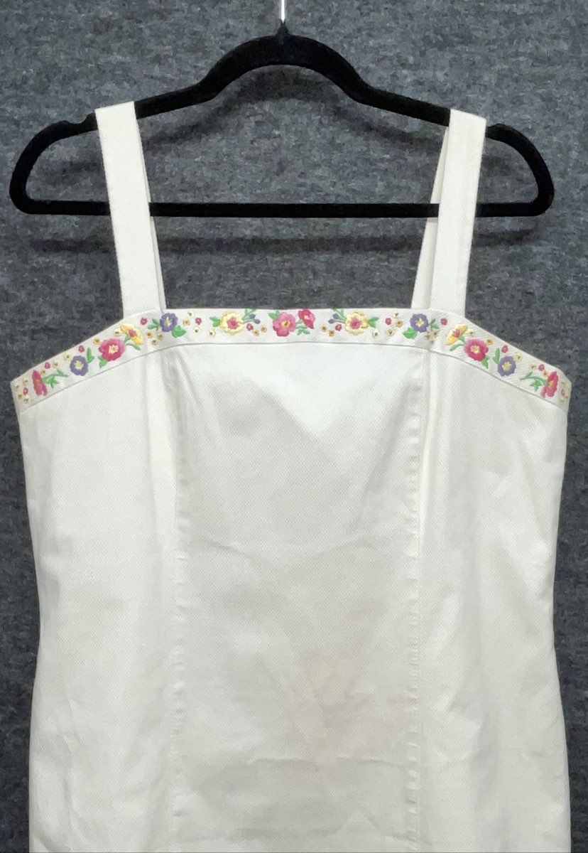 Anne Alexander Women's White Floral Embroidered Sleeveless Sheath Dress Size M