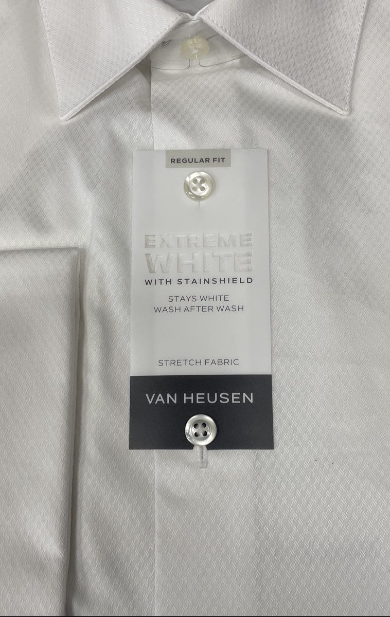 Van Heusen Men's White Extreme White Stainshield Stretch Dress Shirt Sz XL NWT