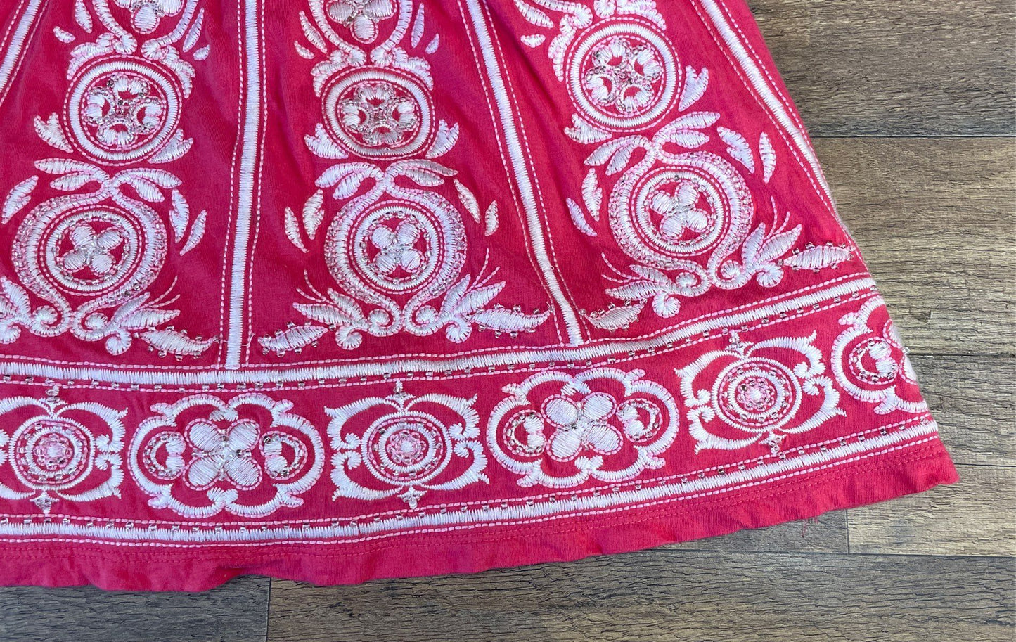 INC International Concepts Women's Pink Beaded Embroidered Cotton Dress Sz S
