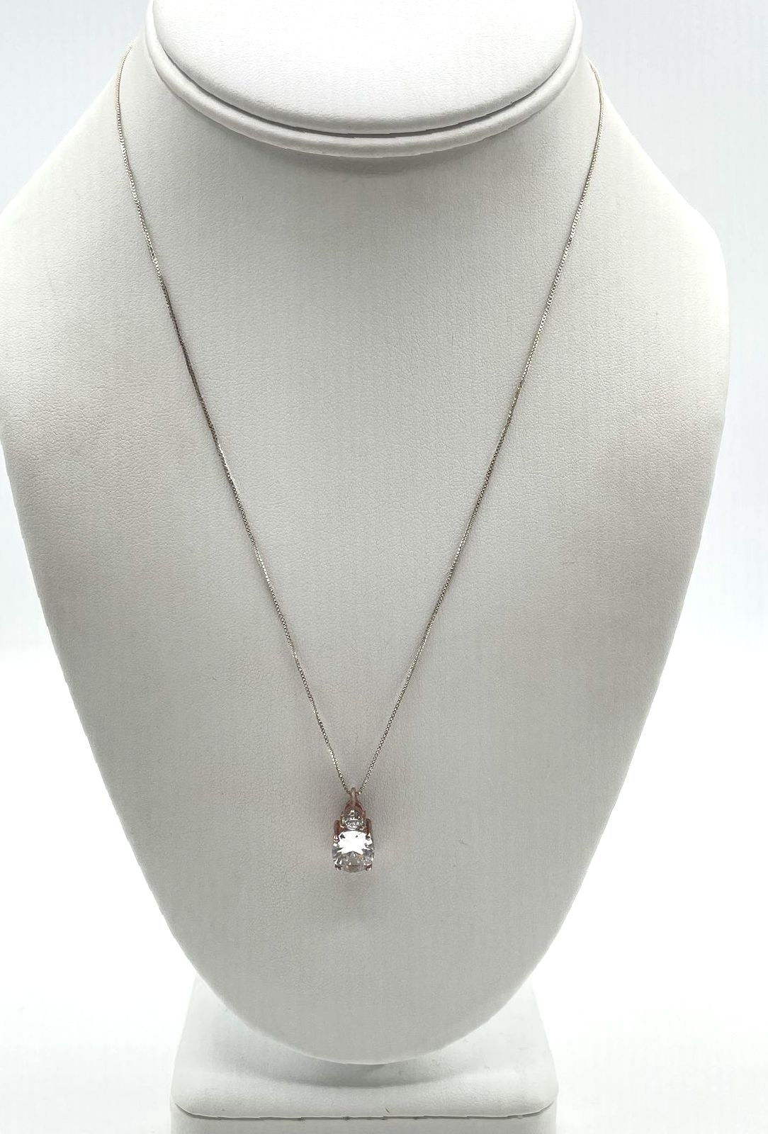 925 Sterling Silver Oval & Round-Cut Cubic Zirconia Vertical Drop Pendant 4.0g