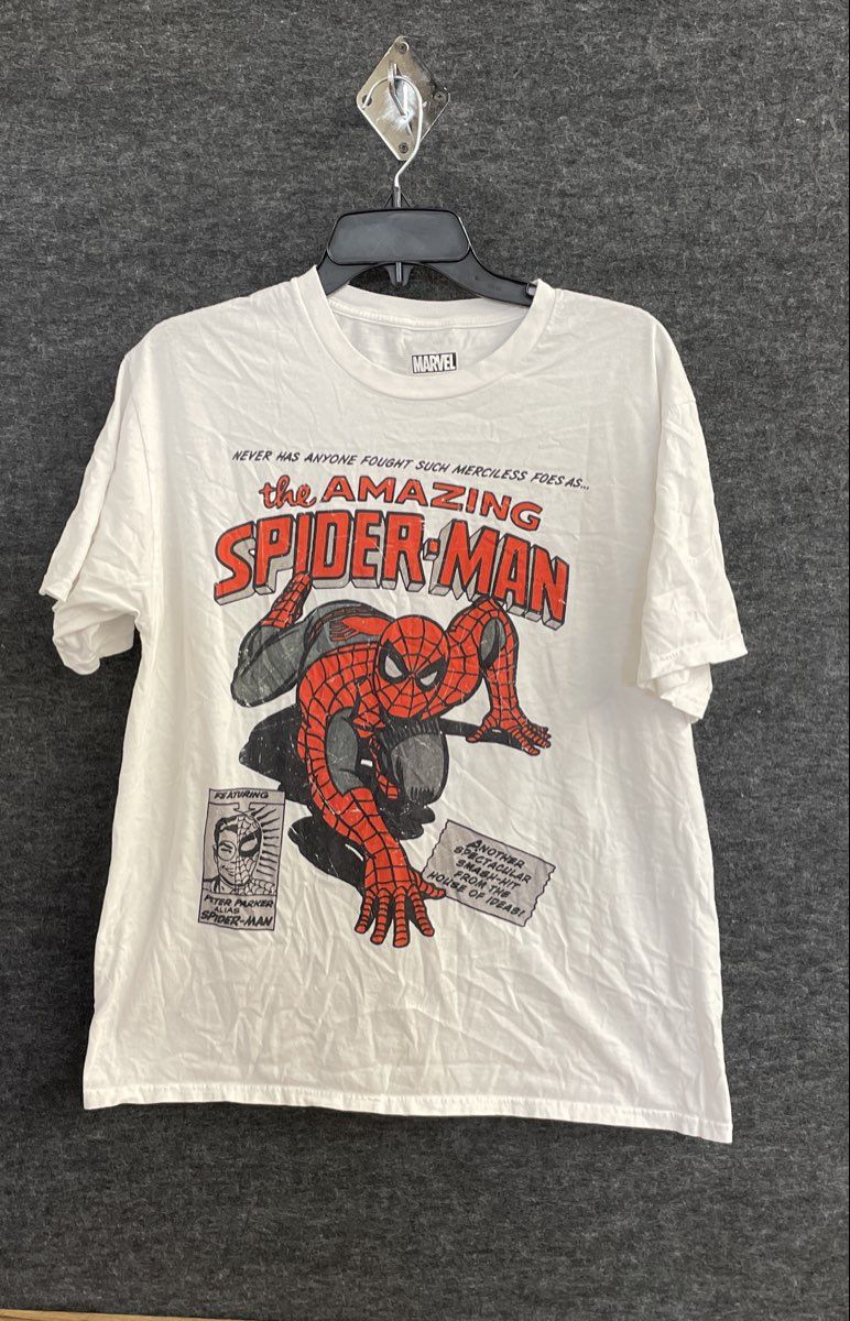 Marvel Men's Amazing Spider-Man Graphic T-Shirt White Comic Print Short Sleeve