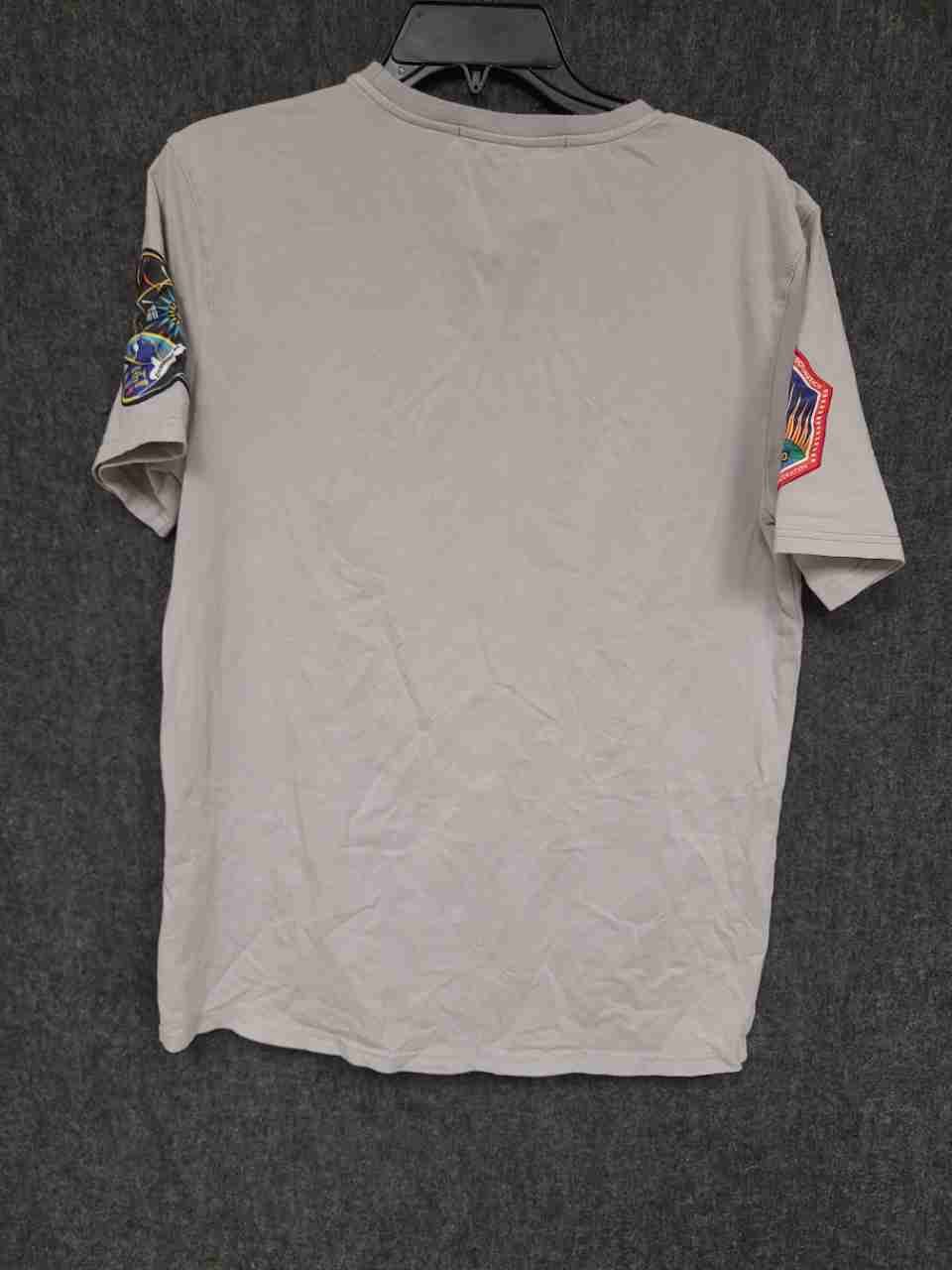 Hudson Outerwear Men's T-Shirt Tan NASA Space Shuttle Mission Patches Sz S