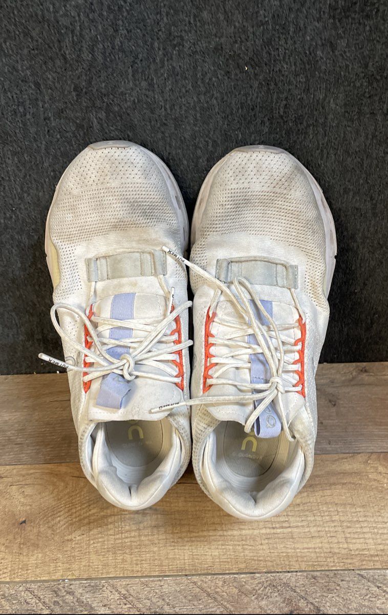 On Cloudnova White Orange Women's Lifestyle Running Sneakers Size 9.5